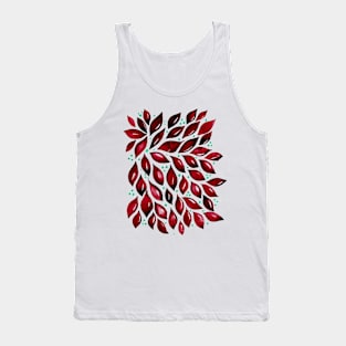 Abstract leaves and dots - red Tank Top